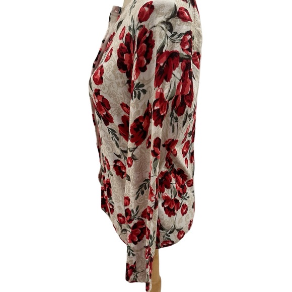 Karen Scott Red and Tan Floral Button Up Cardigan Sweater - Picture 3 of 8